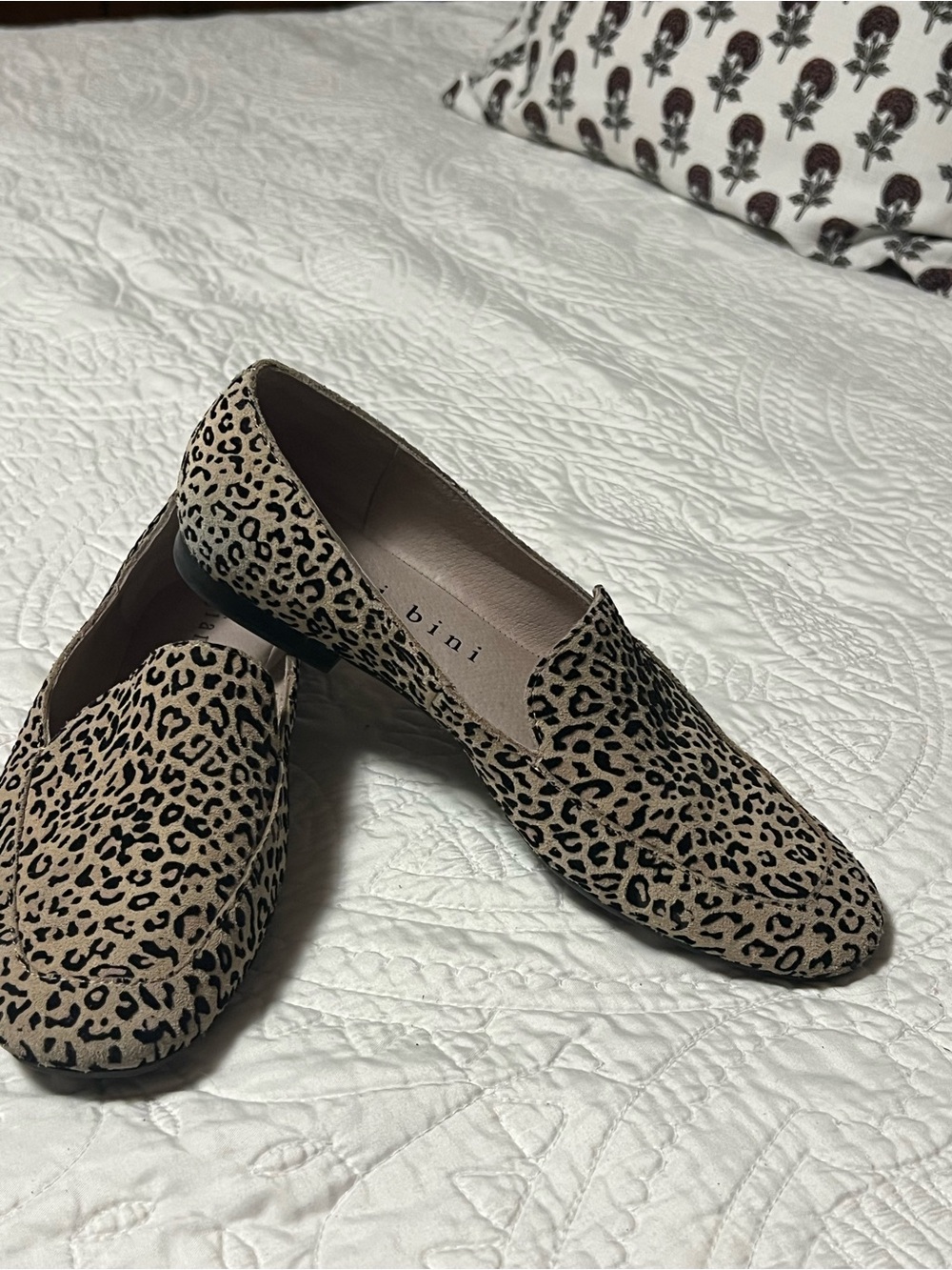 Gianni Bini Leopard Print Slip-On Loafers in Beige and Black